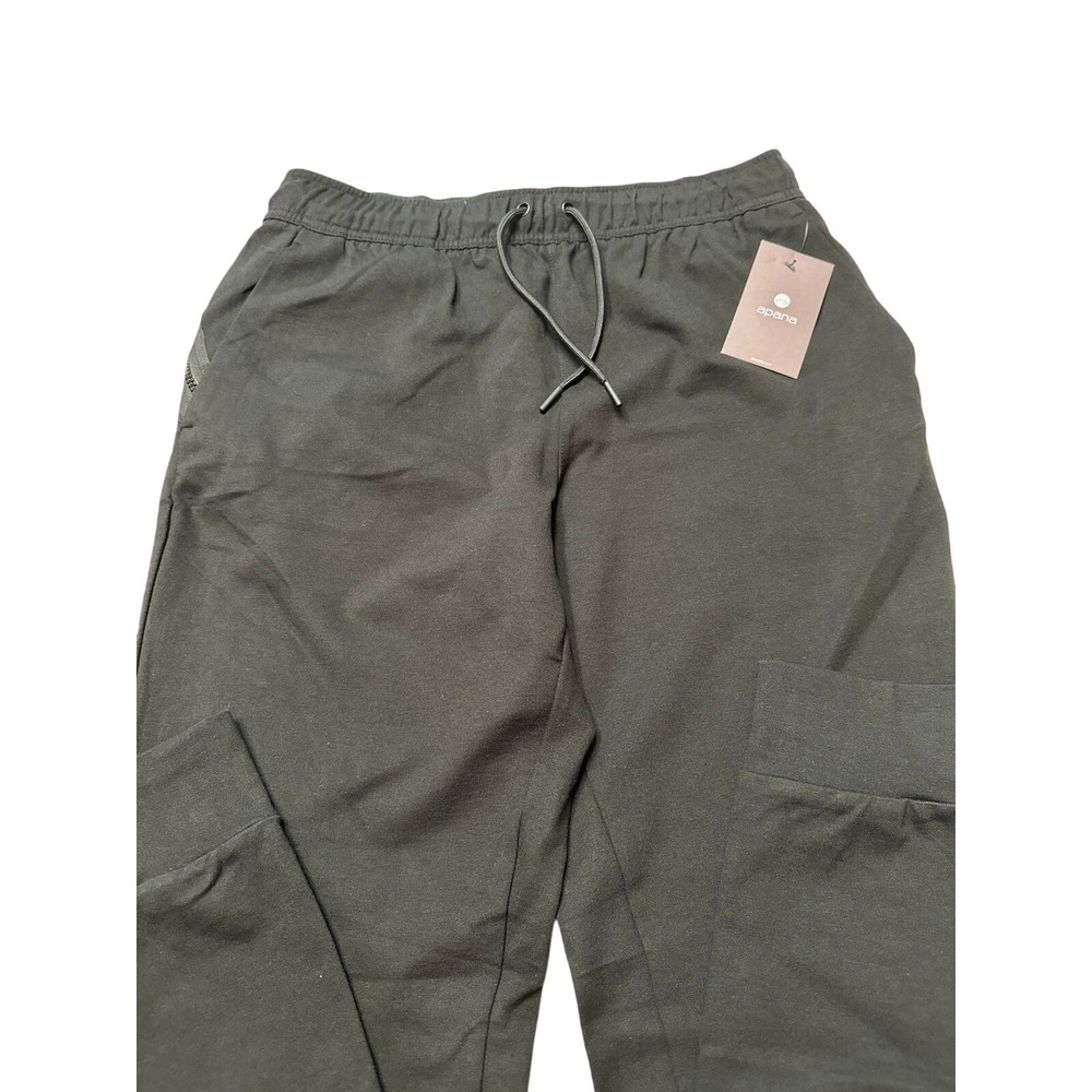 Apana Mens Jogger Pants Black Size Medium NWT Elastic Waist Zipper Pockets